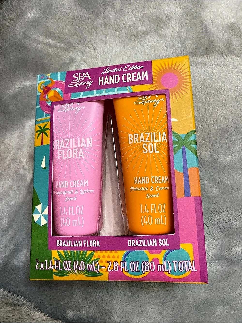 Spa Luxury Brazilian Flora & Brazilian Sol Hand Cream Set Pink & Orange NWT